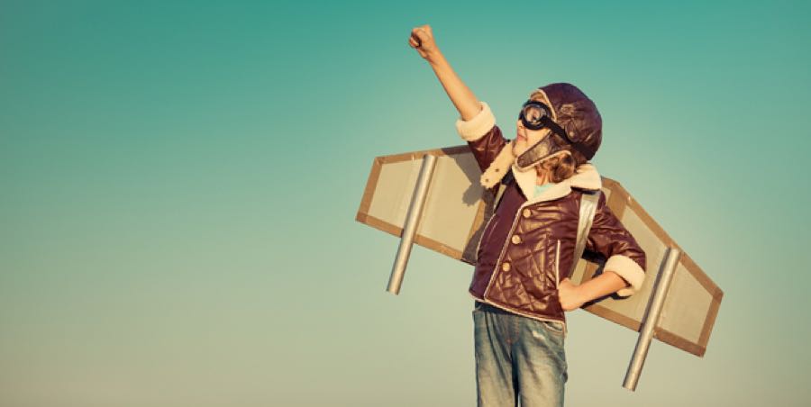 child with rocket wings