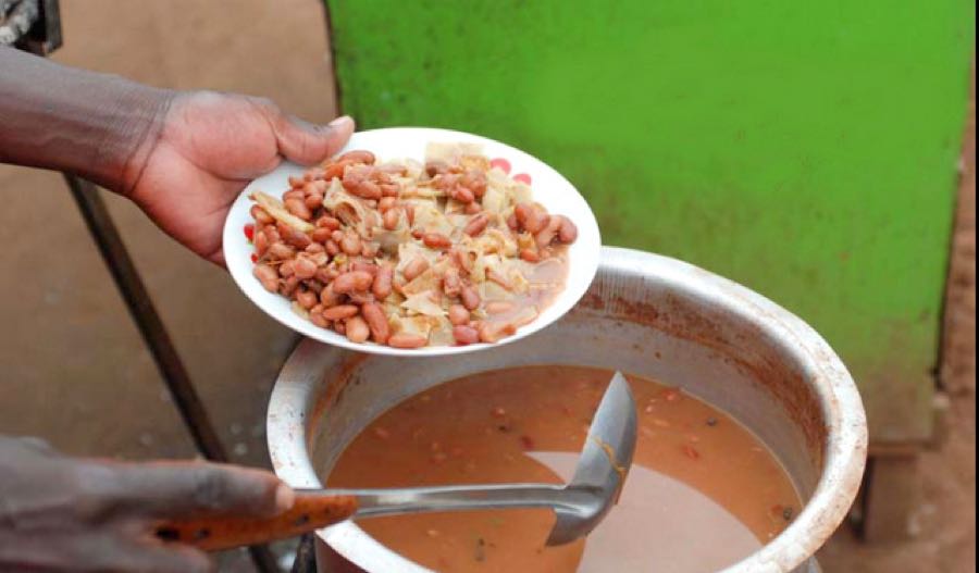 Kikomando rice and beans served in uganda